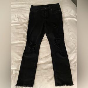 Joe’s jeans. Black straight with holes